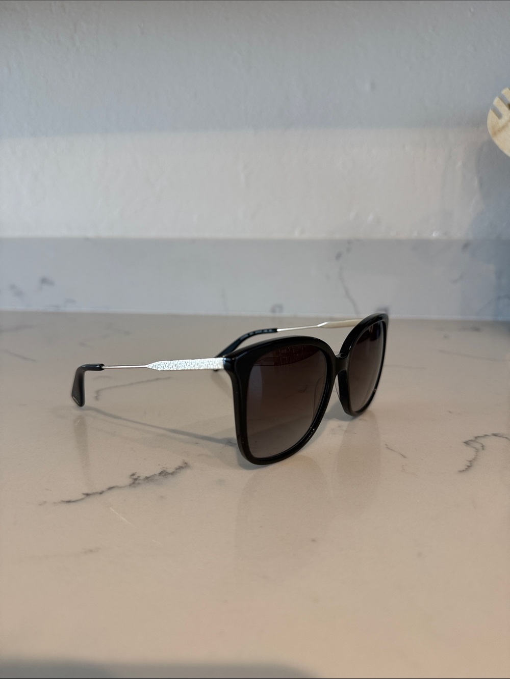 Longchamp Black Sunglasses with Silver Arms